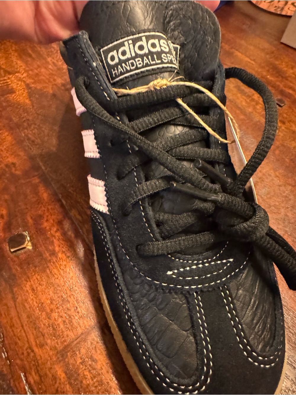 adidas Kids Handball Spezial Black with Pink Stripes
